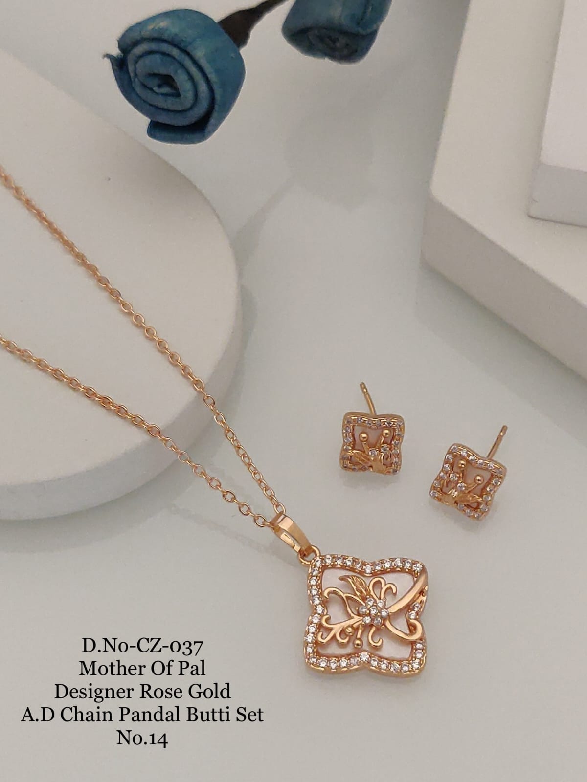 Mother Of Pal Designer Rose Gold Chain Pandal Butti Set Catalog
